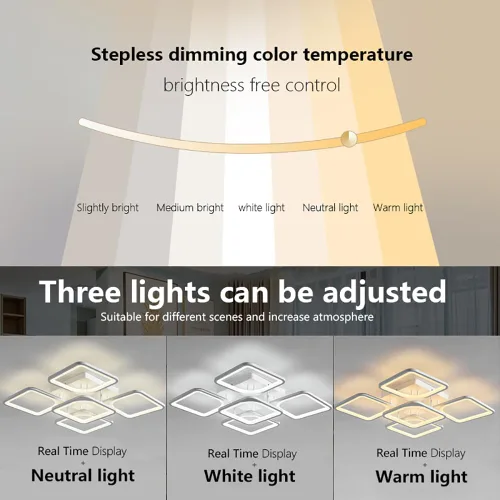 Vista 3 de Lámpara LED de techo regulable, 5 luces de techo de 23 pulgadas, montaje empotrado, lámpara de 80 W para sala de estar, dormitorio, cocina