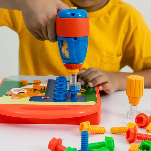 Vista 3 de Educational Insights Design & Drill ABCs & 123s - Juguetes de construcción y herramientas para niños pequeños, juego de herramientas para niños