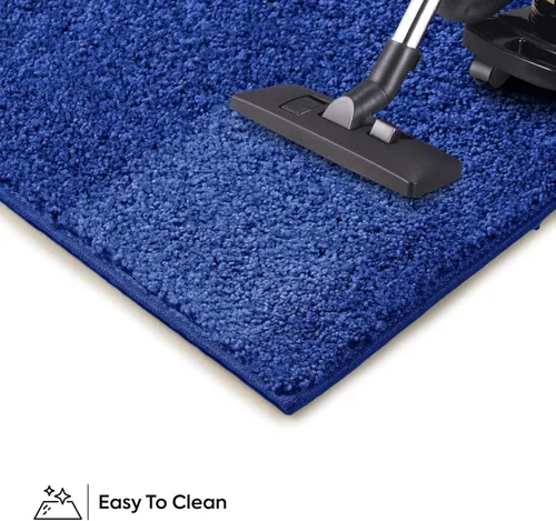 Vista 4 de Ambiant Alfombras de color sólido aptas para mascotas, color azul neón, hexagonal de 2 pies, para interiores, resistentes a las manchas, perfectas