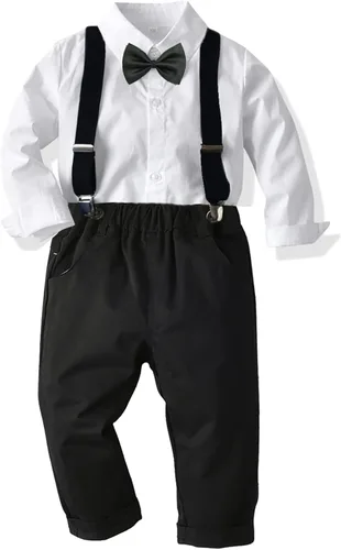 Vista 14 de SALNIER Conjunto formal de esmoquin para niños pequeños B-Negro