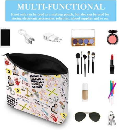 Vista 3 de GJTIM Serie de TV Fans Regalo Cremallera Bolsa Ley Detective Equipo de TV Show Mercancía Bolsa de Maquillaje, Beige