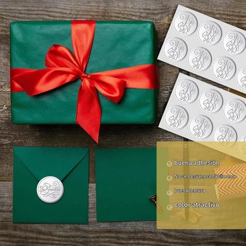 Vista 4 de 200 calcomanías en relieve para boda, redondas, sellos de papel de aluminio en relieve, calcomanías invitadas para sobres, invitaciones, decoración