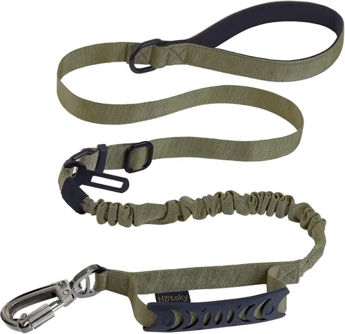 Vista 15 de Hotsky Correa táctica para perro resistente para perros medianos y grandes que tiran, 4-6 pies, resistente correa elástica para perro que absorbe