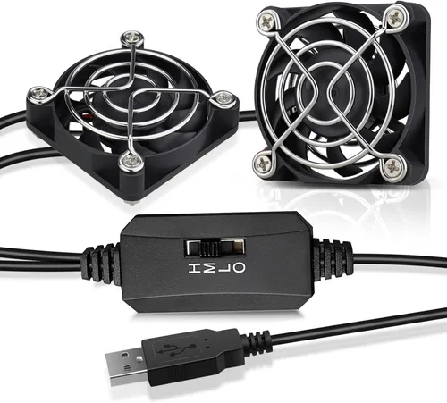 Vista 12 de GDSTIME Ventiladores USB duales de 1.575 in con control de 3 velocidades 5V