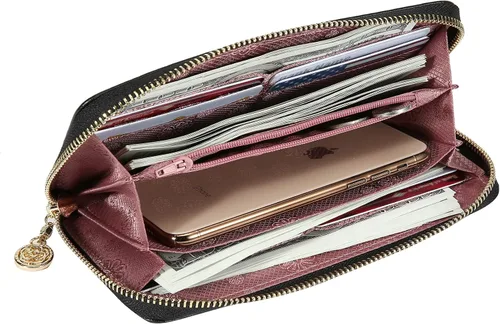 Vista 7 de Carteras de cuero para mujer carteras de pulsera de moda bolso de mujer cartera de cuero delgada para tarjetas de crédito para mujer