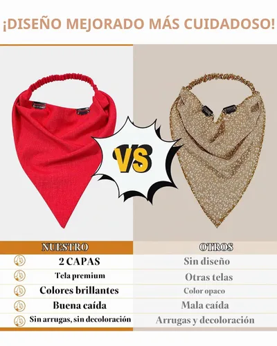 Vista 4 de AWAYTR - 3 diademas elásticas para el cabello para mujer con clip triangular Negro + Rojo + Albaricoque Crema