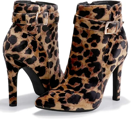 Vista 6 de IDIFU DANA - Botines de tacón alto de aguja para mujer con cremallera lateral con hebilla de metal