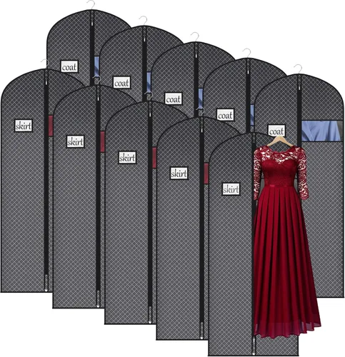 Vista 8 de Univivi Bolsas de ropa para almacenamiento, bolsas de ropa colgantes de 40 pulgadas con ventana transparente y tarjetero de identificación