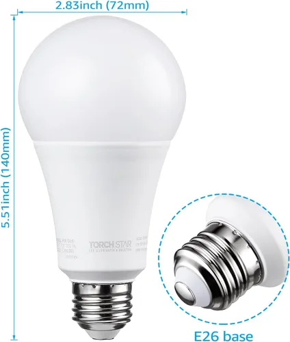 Vista 6 de TORCHSTAR Bombillas LED A21 regulables, CRI 80, bombilla LED superbrillante equivalente a 150 W, 22 W, certificación UL y Energy Star, 25,000 horas