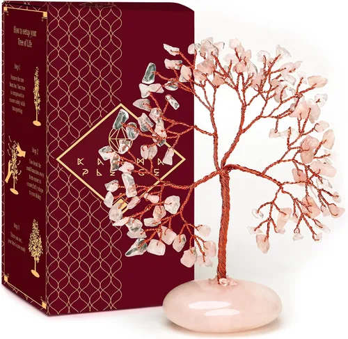 Vista 36 de Árbol de la vida de cristal para decoración del hogar y la oficina, regalos para mujeres, piedras curativas de amazonita de chakra, árbol bonsái