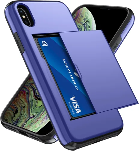 Vista 10 de Qinmay Funda compatible con iPhone 7 Plus/8 Plus con tarjetero, doble capa a prueba de golpes, funda protectora resistente con ranura oculta Negro