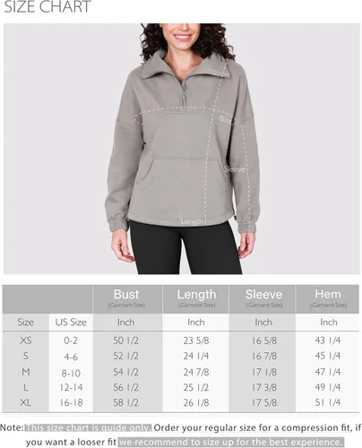 Vista 6 de ODODOS Sudaderas ajustables para mujer, cuello embudo, media cremallera, sudaderas con forro polar de gran
