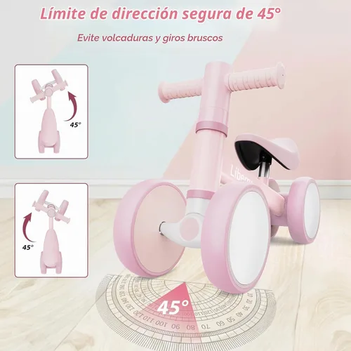Vista 5 de Liberry Bicicleta de equilibrio para bebés con ruedas iluminadas de 1, 2, 3 años, sin pedales, 4 ruedas de silencio, primer juguete de equitación