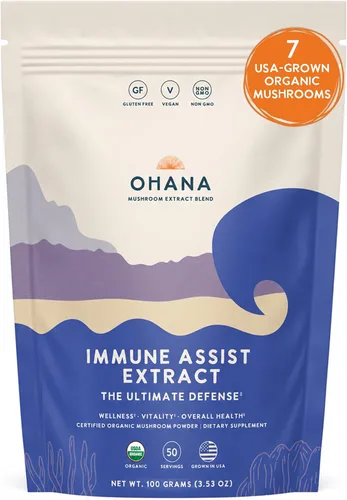 Vista 15 de Ohana Immune Assist Blend, polvo orgánico de hongos integrales USDA, mezcla de 8 hongos cultivados en Estados Unidos, ideal para energía, inmunidad