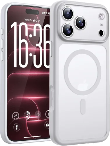 Vista 578 de TOCOL Funda magnética 3 en 1 para iPhone 15 Pro, mejorada [protección completa de cámara] con 2 protectores de pantalla, compatible con MagSafe Gris