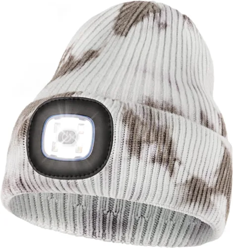 Vista 26 de MELASA Gorro unisex con luz, recargable por USB, manos libres, gorro LED, regalos de invierno para hombres Tinte amarillo albaricoque