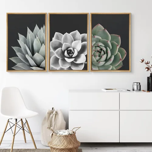 Vista 163 de SIGNWIN Lienzo enmarcado para pared, juego de arte pastel con cadena montañosa, bosque, niebla, naturaleza silvestre, ilustraciones modernas, arte
