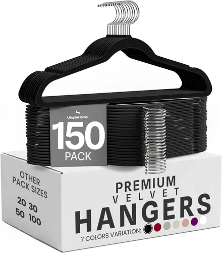 Vista 21 de Utopia Home - Perchas de terciopelo, color negro, paquete de 20 Luxury Non-Slip Slim Pant & Coat Hangers Strong Space-Saving Clothes Hangers