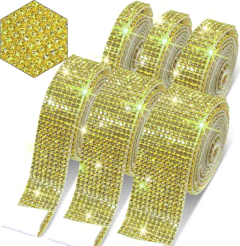 Vista 16 de 6 rollos de cinta de diamantes de imitación autoadhesiva con diamantes de imitación de 0.079 pulgadas (0.079 in) para manualidades, decoración de AB