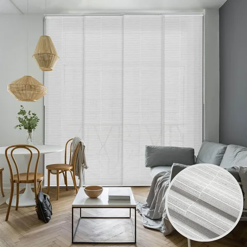 Vista 13 de GoDear Design Cordless Adjustable Sliding Panel Track Vertical Blinds, 45.8"- 86" W x 96" H, Patio Sliding Door Blinds, Brown Trimmable Fabric Panel