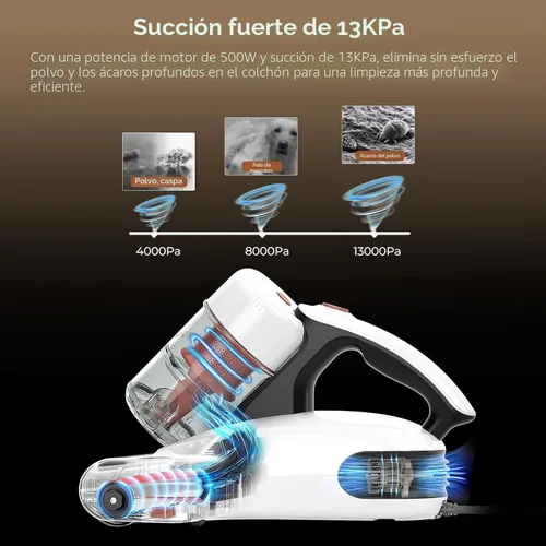 Vista 2 de JIGOO J200 Improve Sleep Mattress Vacuum Cleaner Uv Sanitizing, Deep Cleaning Bed Vacuum Non-Destructive Fabrics, 99.9% Effective Filtration for