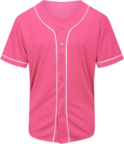 Vista 10 de Camisa de béisbol lisa en blanco, camisas de manga corta con botones, uniforme deportivo de hip hop para hombres y mujeres adultos