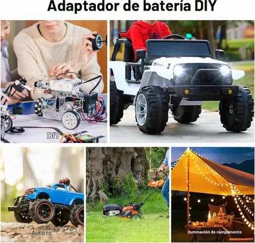 Vista 7 de Kzreect Paquete de 2 adaptadores para ruedas eléctricas compatibles con batería Dewalt 20V, kit convertidor con portafusibles, interruptor