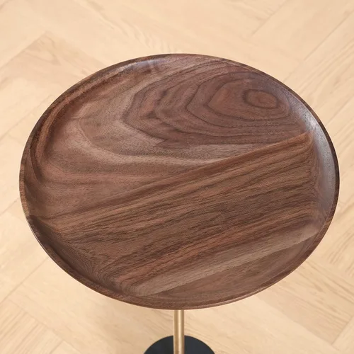 Vista 5 de COZYMATIC Castiglia - Mesa auxiliar redonda, mesa de centro con pedestal con mesa de madera, mesa de bebidas, mesa de sofá para sala de estar