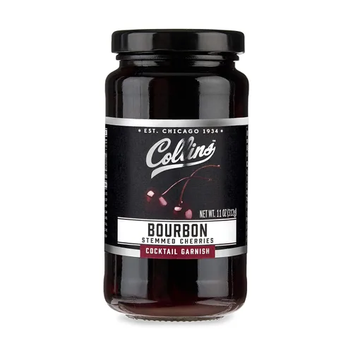 Vista 11 de Collins Bourbon Cocktail Cherries - Aderezo para bebidas para cócteles Manhattan o Old Fashioned y postres, hecho con whisky galardonado, frasco