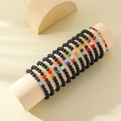 Vista 5 de Pulsera de cuentas de cristal espiritual del zodiaco para mujer, joyería de horóscopo, regalo de cumpleaños