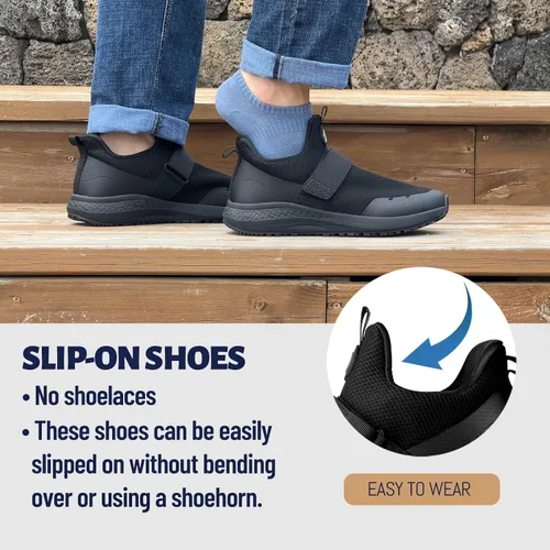 Vista 4 de Non Slip Shoes for Men, Food Service Slip Resistant Work Shoes in Restaurant Kitchen Hospital, Breathable Lightweight Sneakers - Zapatos