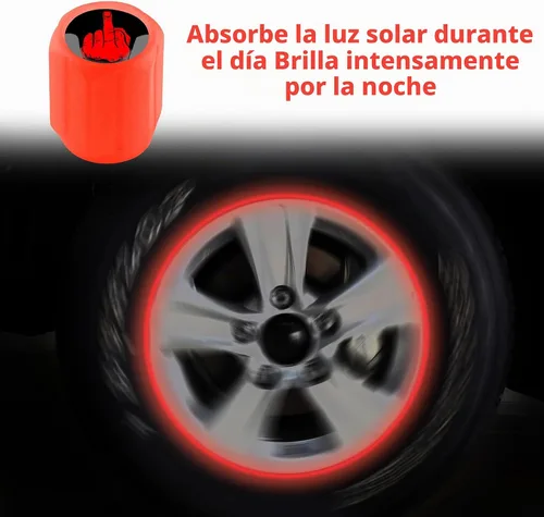 Vista 3 de 16 tapones fluorescentes para válvulas de neumáticos, tapones luminosos para válvula de aire de rueda de automóvil, accesorios de decoración