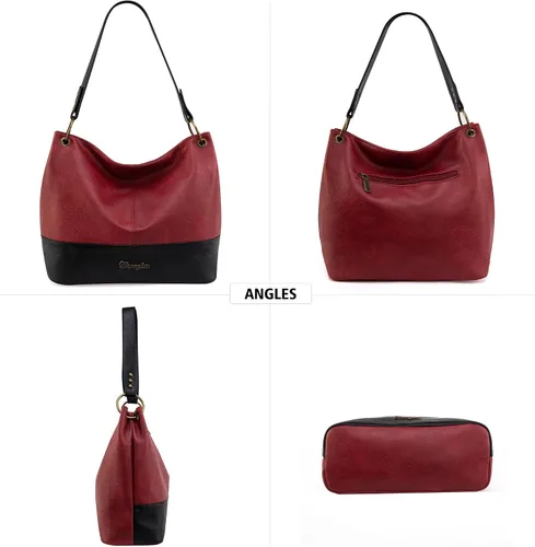 Vista 34 de Wrangler Hobo - Bolsas para mujer de cuero vegano con asa superior, bolsos de hombro y bolsos