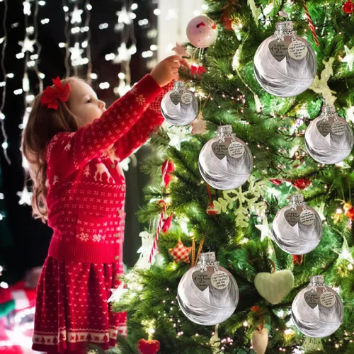 Vista 5 de Adornos conmemorativos para papá, bola de plumas transparente de Navidad - Una parte de mi corazón está en el cielo, regalo de condolencias por