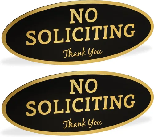 Vista 7 de ExcelMark Premium Letrero de «No Solicitar» para la Casa - Fabricado en los EE. UU. (Mediano - 7 cm x 17.8 cm, Negro con Letras Blancas)
