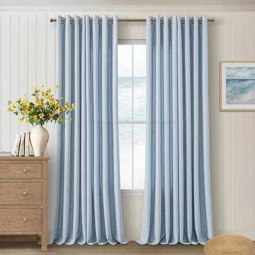 Vista 42 de Cortinas de avena con ojales DUKIYO de 96 pulgadas de largo para sala de estar, comedor, juego de 2 paneles, cortinas de arena y beige