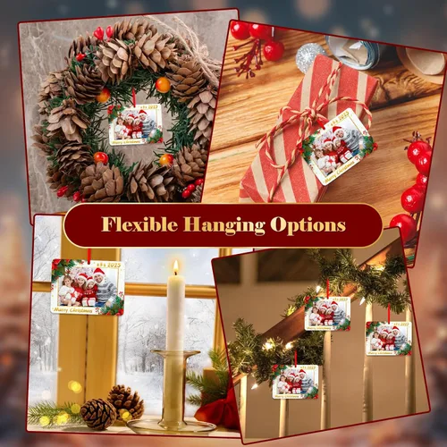 Vista 6 de WhatSign Adornos de Navidad para marco de fotos, adornos personalizados para árbol de Navidad, regalo de recuerdo de fotos familiares personalizado