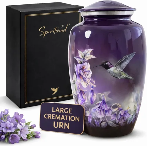 Vista 8 de Hermosa urna de recuerdo de colibrí de 2.9 pulgadas con caja de regalo de alta calidad, bolsa de terciopelo y embudo, urna pequeña diseñada por