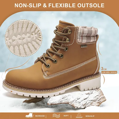 Vista 4 de Kkyc Botas de senderismo para mujer antideslizantes botas casuales.