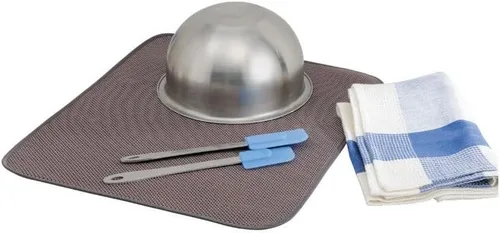 Vista 4 de InterDesign iDry – tapete para encimera de cocina, mini, absorbente, para secado de platos, Mocha, M Absorbent