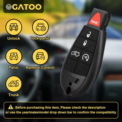 Vista 2 de 2 × Repuestos de Llavero de Control Remoto de Entrada sin Llave para 2008 2009 2010 2011 2012 2013 2014 Grand Cherokee Charger Durango Challenger