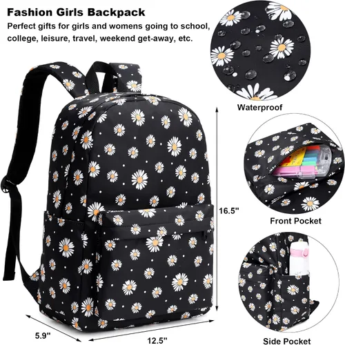Vista 3 de Kouxunt Mochila escolar para niñas y mujeres, bolsas escolares, mochilas para computadora portátil, mochilas para niños, adolescentes y adultos