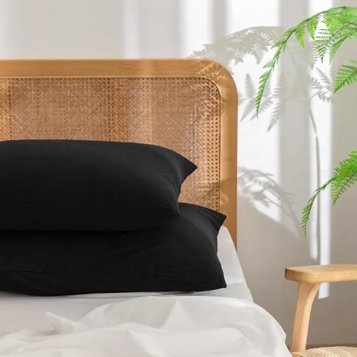 Vista 39 de BESTOUCH 100% Algodón Lavado Funda de Almohada para Cabello y Piel, Sensación de Lino, Suave, Cómoda, Transpirable, Juego de 2 Fundas de Almohada