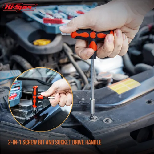 Vista 5 de Hi-Spec - Juego de herramientas compacto de 65 piezas para taller automotriz con medidor digital de presión de neumáticos. Herramientas esenciales
