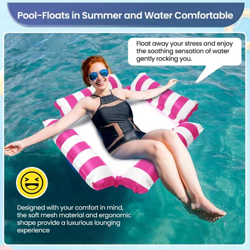 Vista 6 de Flotadores de piscina para adultos, flotador de verano, hamaca de agua inflable para adultos