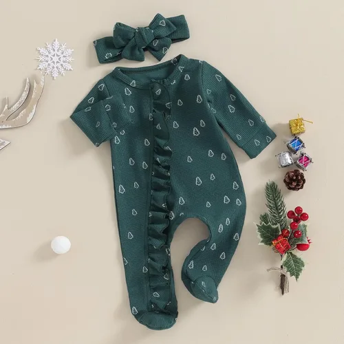 Vista 3 de YINGISFITM Traje para recién nacido, para niña y niño, con cremallera y volantes, overol de punto gofre, mameluco de punto gofre, ropa de hospital