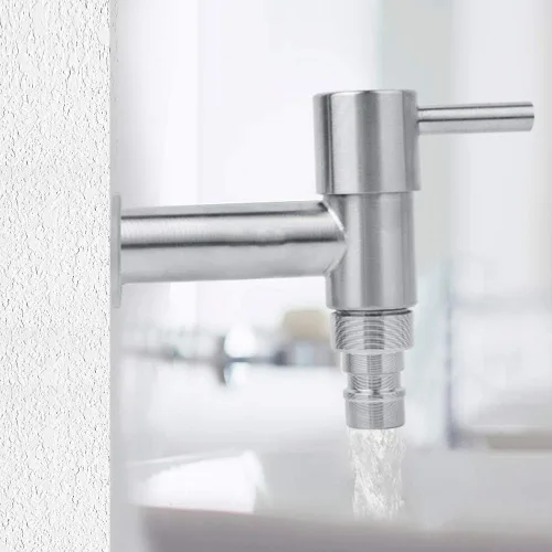 Vista 3 de Fdit Grifo para fregadero, lavadora de acero inoxidable de G1/2 pulgadas, grifo de agua montado en la pared, fregona para piscina, grifo frío