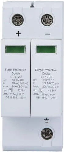 Vista 5 de Dc Solar Protector de sobretensiones 2P Dispositivo de protección contra sobretensiones DC Protector de rayos fotovoltaico Pararrayos de bajo