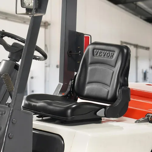 Vista 8 de VEVOR Asiento universal de carretilla elevadora, asiento de tractor plegable con respaldo de ángulo ajustable y micro interruptor, 6.3-13.4
