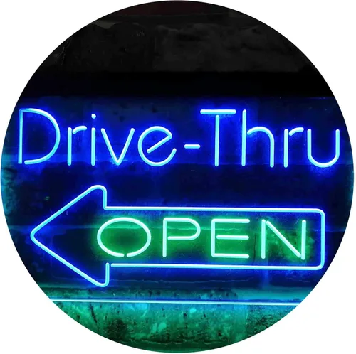Vista 12 de ADVPRO Drive Thru Open Flecha Izquierda Señal de neón LED de doble color, azul y rojo, 24 x 16 pulgadas st6s64-i3827-br
